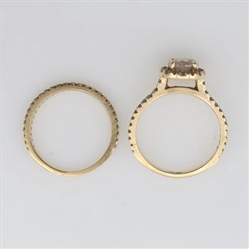 14kt Gold Clear Stone Bridal Set