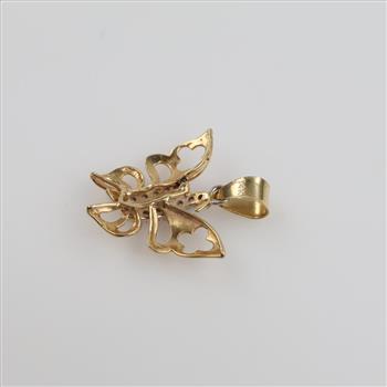 14kt Gold Clear Stone Butterfly Pendant