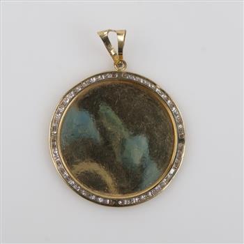 14kt Gold Clear Stone Circle Pendant