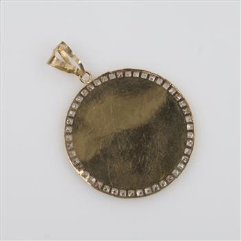 14kt Gold Clear Stone Circle Pendant