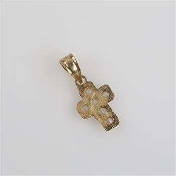 14kt Gold Clear Stone Cross Pendant