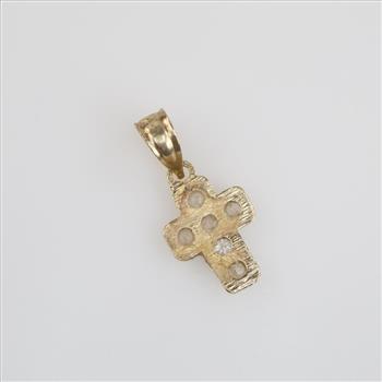 14kt Gold Clear Stone Cross Pendant