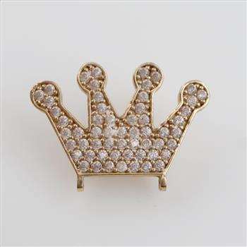 14kt Gold Clear Stone Crown Pendant