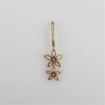 14kt Gold Clear Stone Dangle Belly Button Ring
