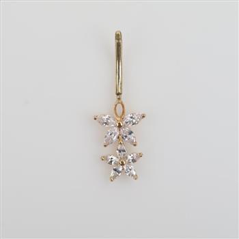14kt Gold Clear Stone Dangle Belly Button Ring