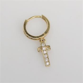 14kt Gold Clear Stone Dangle Earring