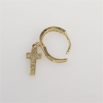 14kt Gold Clear Stone Dangle Earring