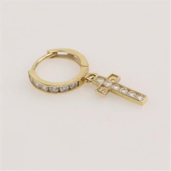 14kt Gold Clear Stone Dangle Earring