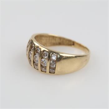 14kt Gold Clear Stone Dome Ring