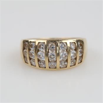 14kt Gold Clear Stone Dome Ring