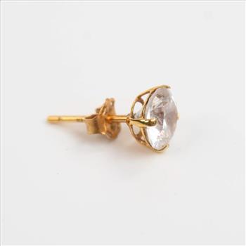 14kt Gold Clear Stone Earring