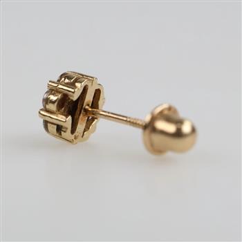 14kt Gold Clear Stone Earring