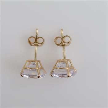 14kt Gold Clear Stone Earrings