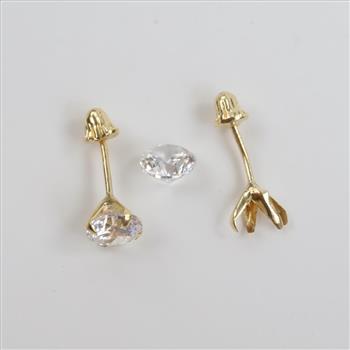 14kt Gold Clear Stone Earrings