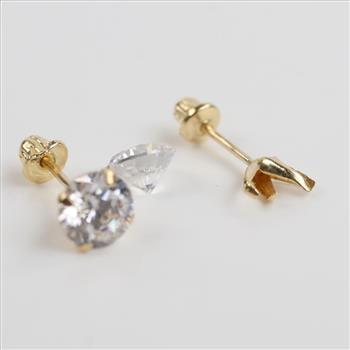 14kt Gold Clear Stone Earrings
