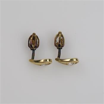 14kt Gold Clear Stone Earrings