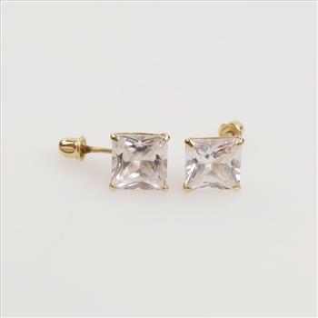 14kt Gold Clear Stone Earrings