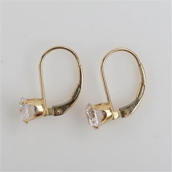 14kt Gold Clear Stone Earrings