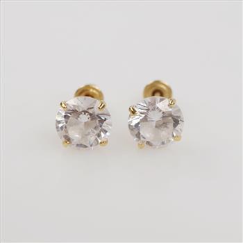 14kt Gold Clear Stone Earrings