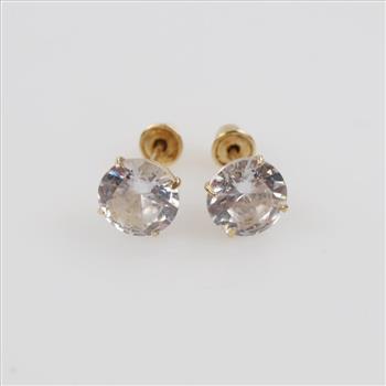 14kt Gold Clear Stone Earrings