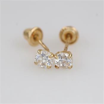 14kt Gold Clear Stone Earrings