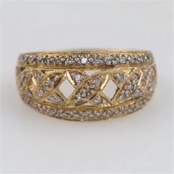 14kt Gold Clear Stone Filigree Ring