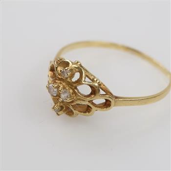 14kt Gold Clear Stone Filigree Ring