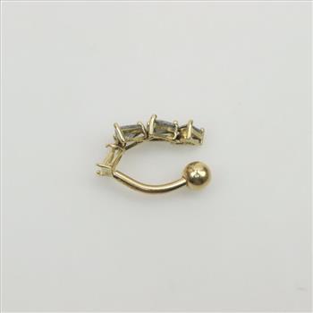 14kt Gold Clear Stone Heart Belly Button Ring