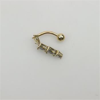 14kt Gold Clear Stone Heart Belly Button Ring