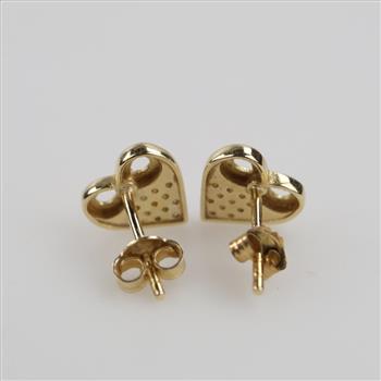 14kt Gold Clear Stone Heart Earrings