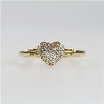 14kt Gold Clear Stone Heart Ring