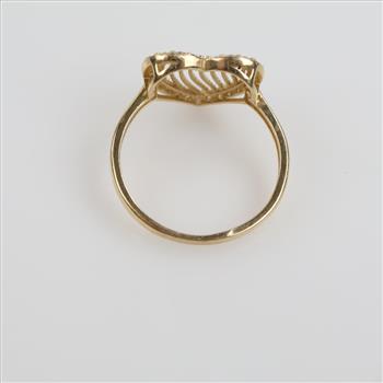 14kt Gold Clear Stone Heart Ring