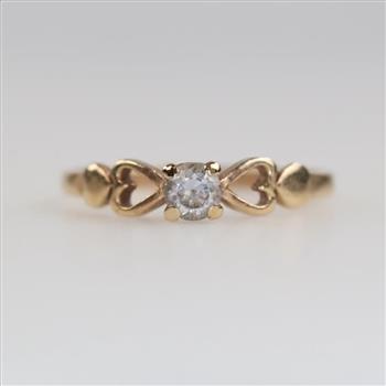 14kt Gold Clear Stone Heart Ring