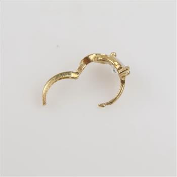 14kt Gold Clear Stone Heart Single Earring