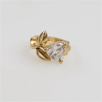 14kt Gold Clear Stone Heart Single Earring