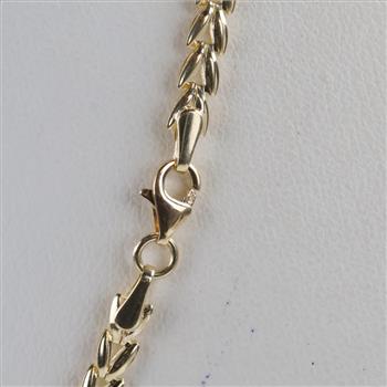 14kt Gold Clear Stone Hollow Link Pendant Necklace
