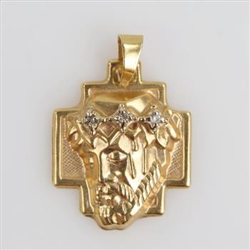 14kt Gold Clear Stone Hollow Pendant