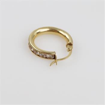 14kt Gold Clear Stone Hoop Earring