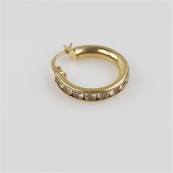 14kt Gold Clear Stone Hoop Earring