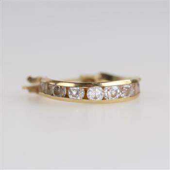 14kt Gold Clear Stone Hoop Earring