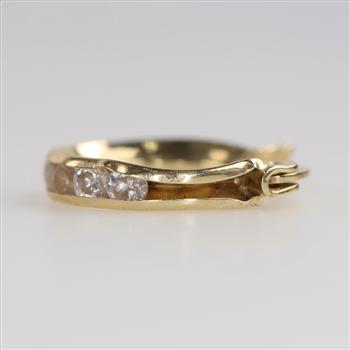 14kt Gold Clear Stone Hoop Earring