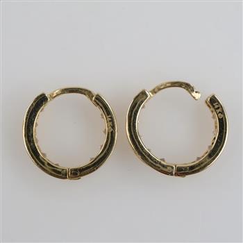 14kt Gold Clear Stone Hoop Earrings