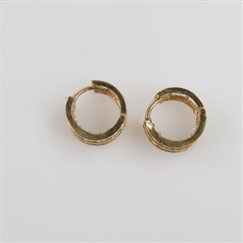 14kt Gold Clear Stone Hoop Earrings