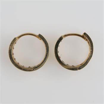 14kt Gold Clear Stone Hoop Earrings