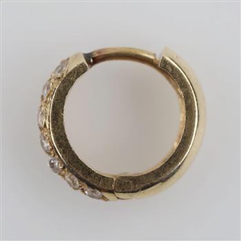 14kt Gold Clear Stone Huggie Hoop Earring