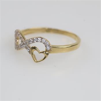 14kt Gold Clear Stone Infinity Heart Ring