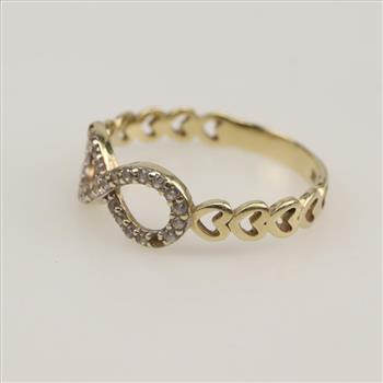 14kt Gold Clear Stone Infinity Ring