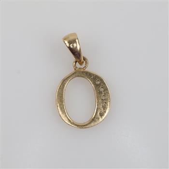 14kt Gold Clear Stone Letter O Pendant