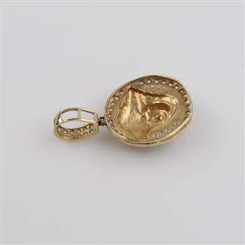 14kt Gold Clear Stone Medusa Pendant