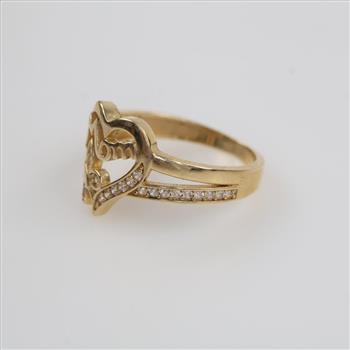 14kt Gold Clear Stone Mom Ring